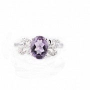 18k white gold ring with amethyst and diamonds.