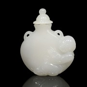 Botella de rapé de jade blanco, dinastía Qing, S.XIX