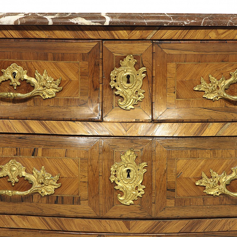 Louis XV wooden chest of drawers, Pierre Migeon style, 18th century