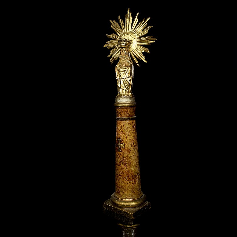 Virgen del pilar en madera policromada, S.XIX