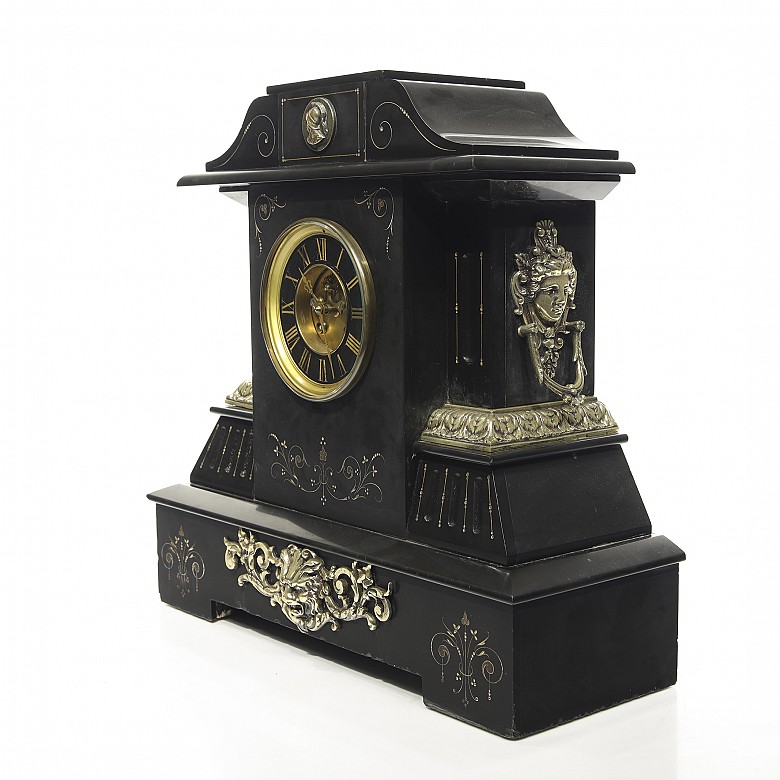 Gran reloj de mármol estilo Napoleón III, s.XX