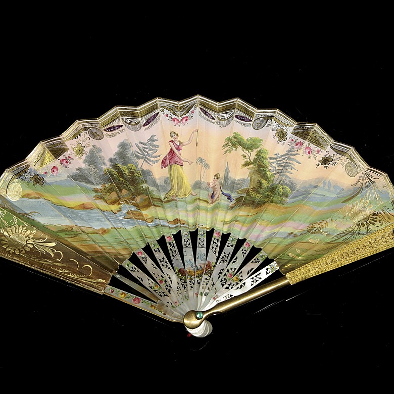 Fan with mother-of-pearl ‘Scenes’, 19th century