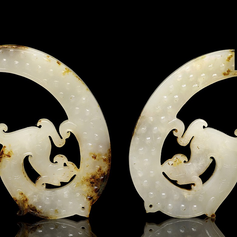 Set of four white jade ornaments, Warring States Period