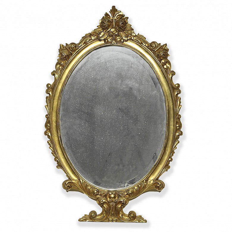 Mirror with gilded wooden frame, 20th century