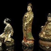 Set of three Satsuma porcelain figurines, Japan, 19th - 20th century