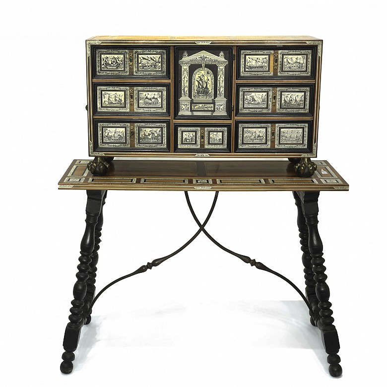 Spanish bargueño with table, 20th century