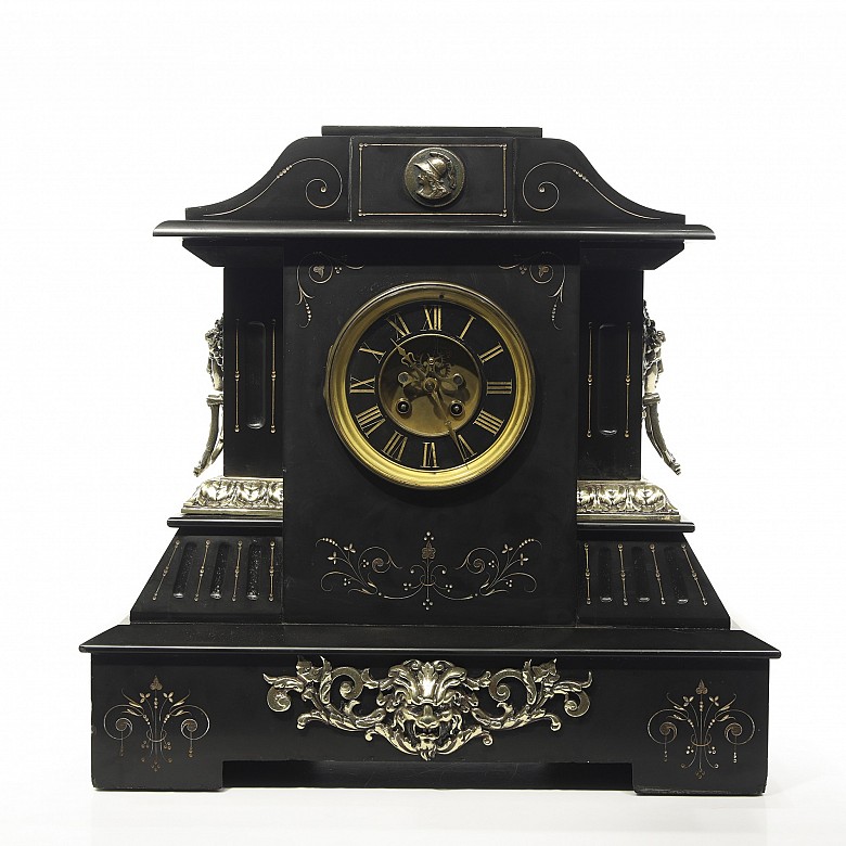 Large marble clock, Napoleon III style, 20th century