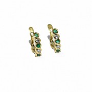 Earrings in 18k yellow gold with emeralds and diamonds