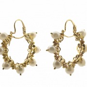 Pendientes en oro amarillo 18 k y perlas