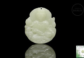 Natural nephrite jade pendant ‘Guanyin’, Qing dynasty