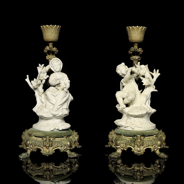 Pair of candleholders ‘Musicians’ 20th century