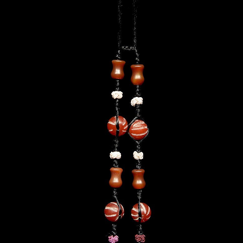 Necklace of colourful agate and glass beads, Qing dynasty - 3