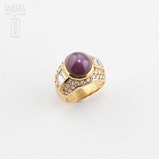 Ring in 18k yellow gold, with central ruby ​​of 11.00 cts.