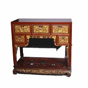 Desk in carved and polychrome wood, Peranakan, 20th century