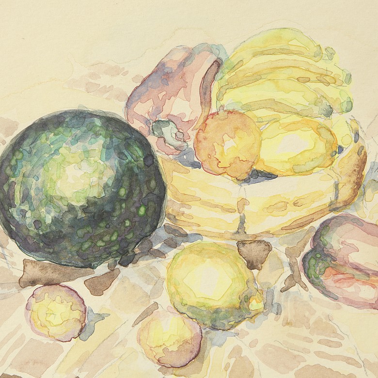 Jordi Arrué (20th century) ‘Still life with fruit and vegetables’. - 1