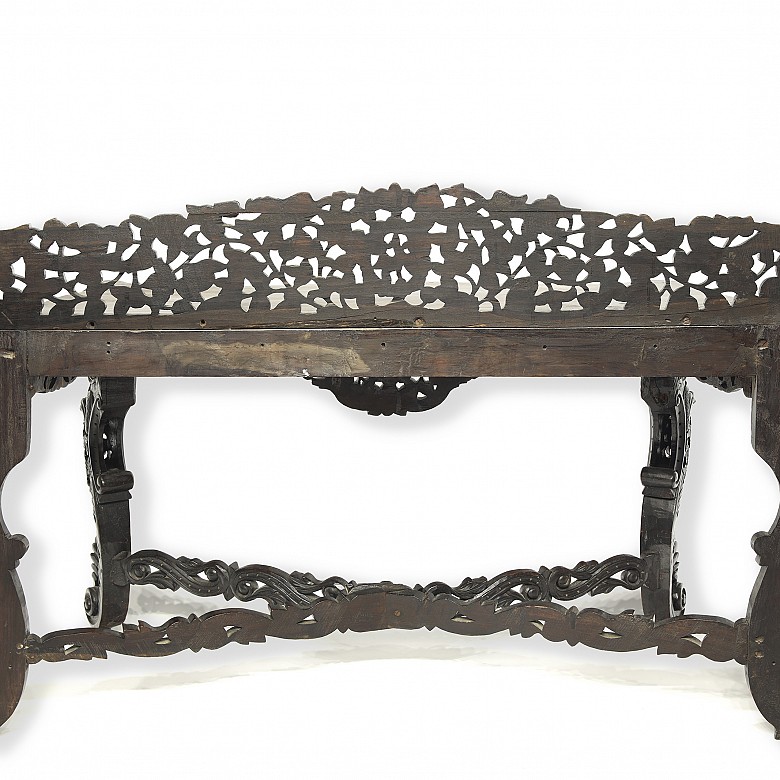 Burmese carved wooden console table, early 20th century