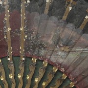 Wooden fan with wooden rods ‘Scene’, 20th century