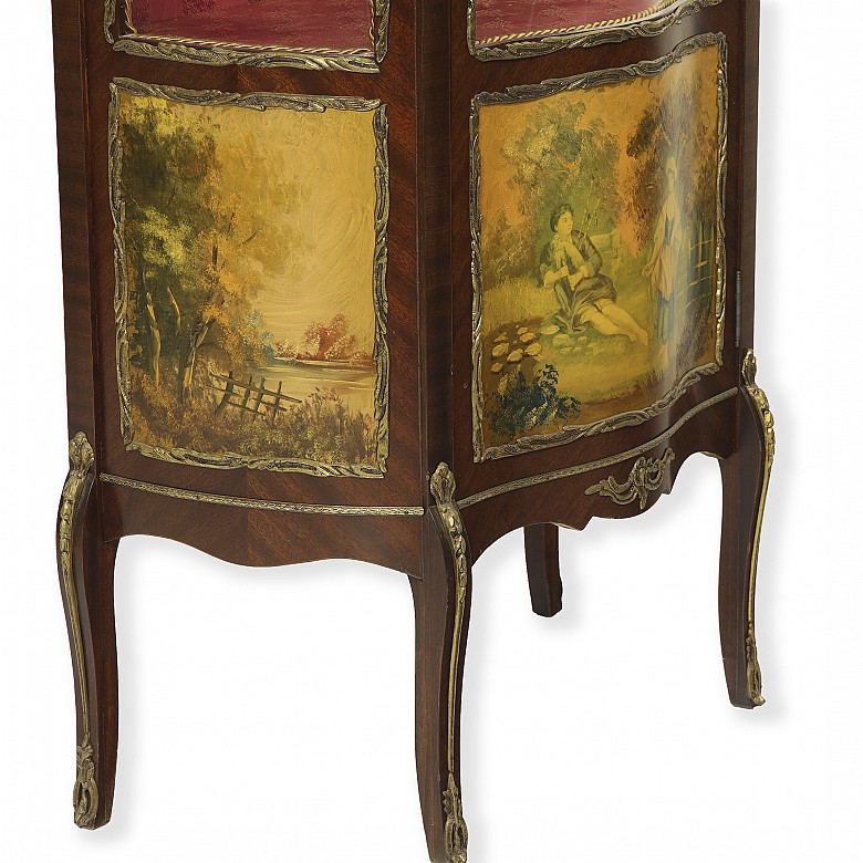 Louis XV style display cabinet in veneered wood, 20th century