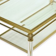 Coffee table in brass and glass