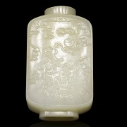 Botella de rapé de jade blanco, dinastía Ming-Qing