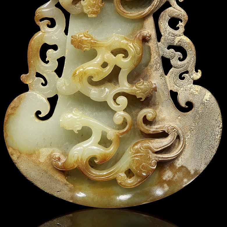 Carved jade plaque “Dragons and phoenix”, Western Han dynasty - 3