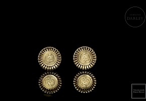 Cufflinks in yellow gold and Mexican coins