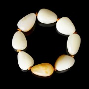 Eight-bead carved white jade bracelet, 20th century