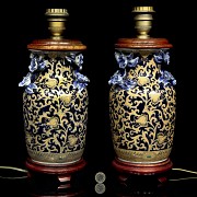 Pair of chinese porcelain lamps, 20th century