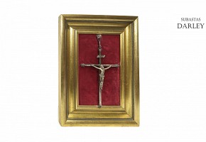 Cristo crucificado de plata española punzonada, med.s.XX