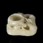 Carved jade brush container ‘Bats and Clouds’, Qing dynasty