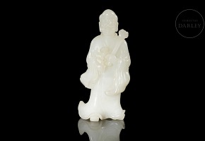 Jade figurine “Luohan with ruyi and flower”, Qing dynasty