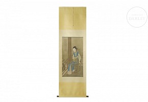 Chinese painting ‘Lady at Rest’ with Chen Mei signature, Qing dynasty