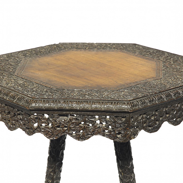 Asian carved wooden side table, 19th century