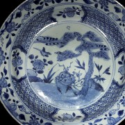 Plato de porcelana, azul y blanco, Compañía de Indias