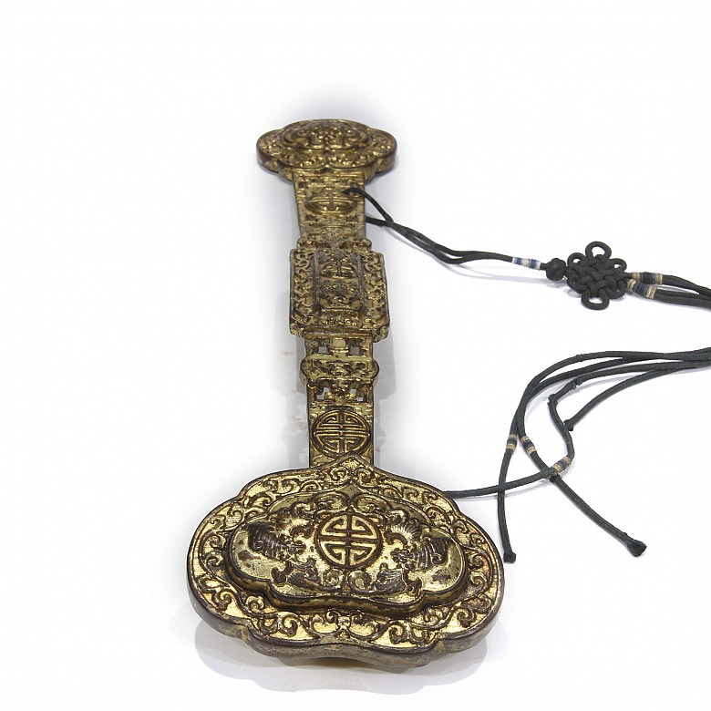 Gilded bronze ruyi scepter, 20th century