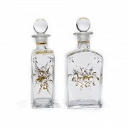 Two glass bottles with lid. 19th century