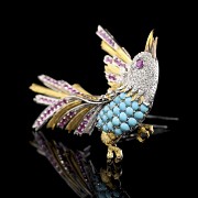 Gold ‘Bird’ brooch with diamonds and stones