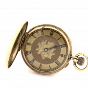 14k gold watch, with cover, 19th c.