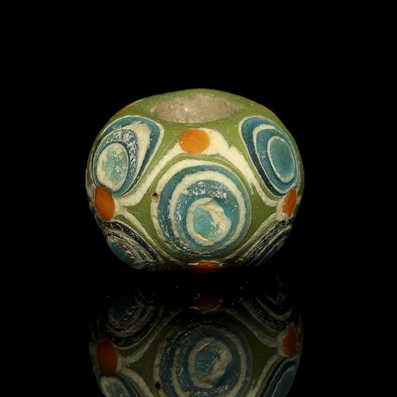 Green enamel bead, Warring States Period