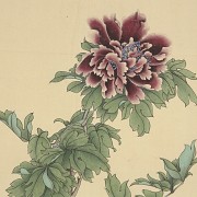 Chinese painting ‘Peonies and poem’ with signature Yu Fei'an