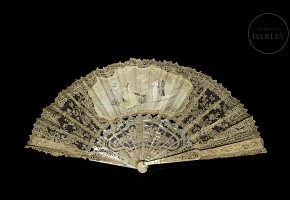 Mother-of-pearl fan ‘Floral stall’, 20th century