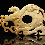 Carved jade 'dragon and phoenix' plaque, Eastern Han Dynasty