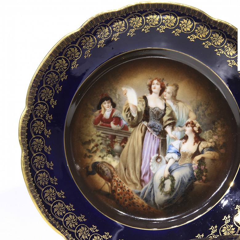 Platos decorativos de porcelana, Ackermann und Fritze Royal Vienna, s.XX