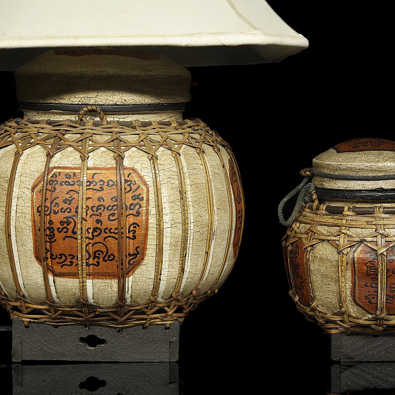 Rice lamp and rice bowl, Asia, 20th century