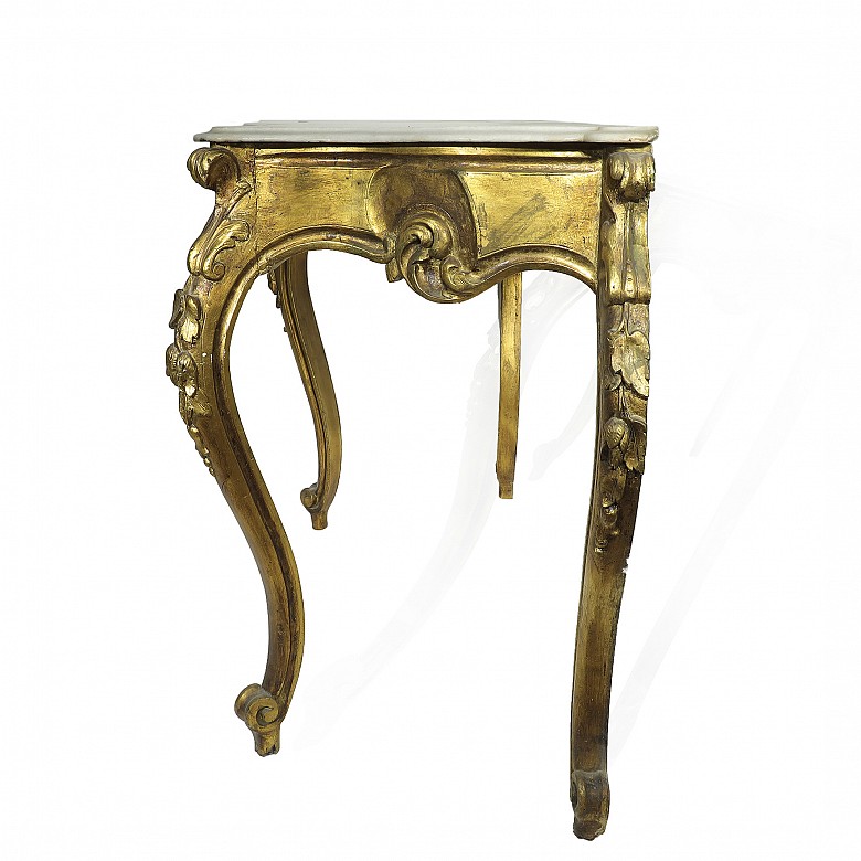 Carved and golden wood console, 20th century