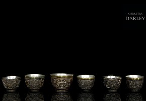 Set of six auspicious goblets, 20th century