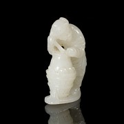 Carved jade figurine ‘Man with barrel’, Qing dynasty