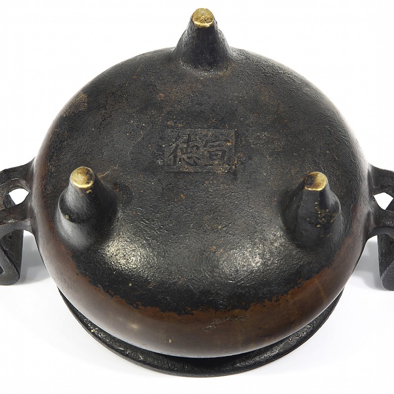 Bronze censer with handles, with Xuande mark - 6