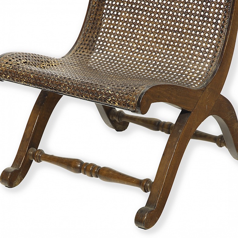 Valenti. Slipper style armchair with wicker grille seat, 20th century