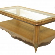 Rectangular oak table with glass - 2